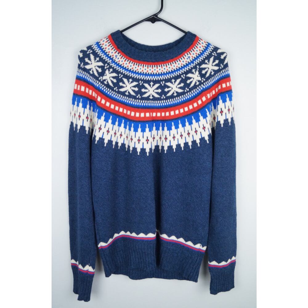 American Eagle Men's Fair Isle Sweater Cotton Wool Blend Christmas Crew Small